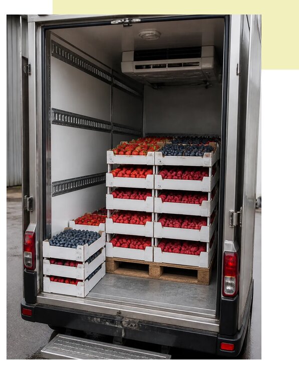Перевозка ягод рефрижератором в Белово по цене от 5430 р. | Агросервис-Блв